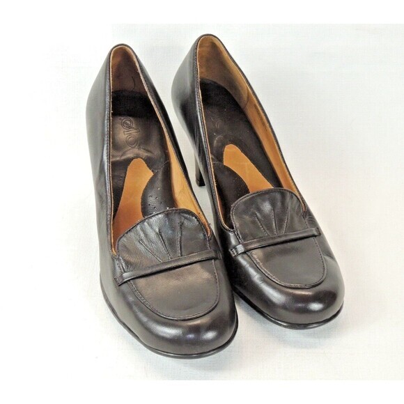 Bølo Brown Leather‎ Ebano Classic Academia Librarian Pumps Heels 8.5 - Picture 1 of 6